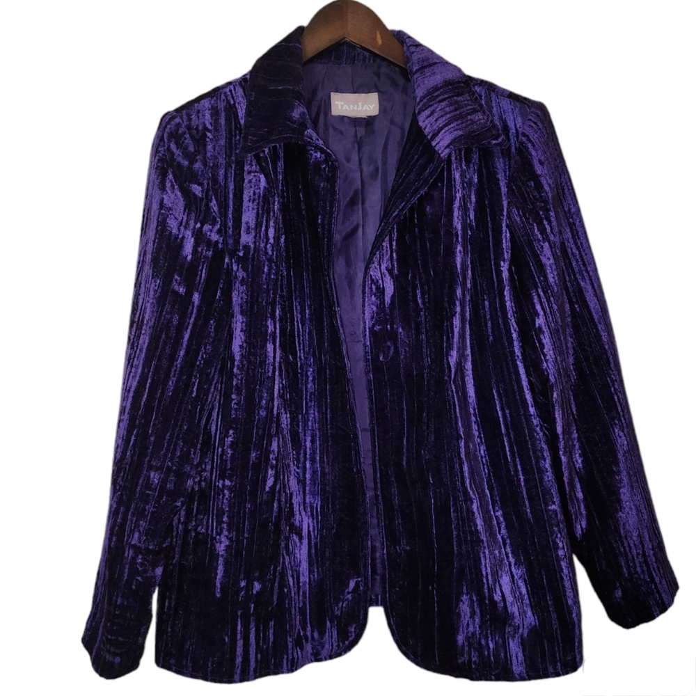 Tanjay Crushed Velvet Purple Blazer